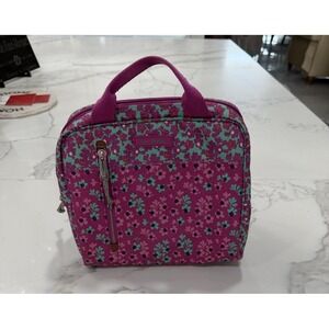 Vera Bradley Lunch Bag Girls Pink Floral Insulated Tote Cooler Two Compartment